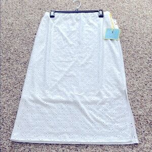 CeCe White Eyelet Midi Skirt